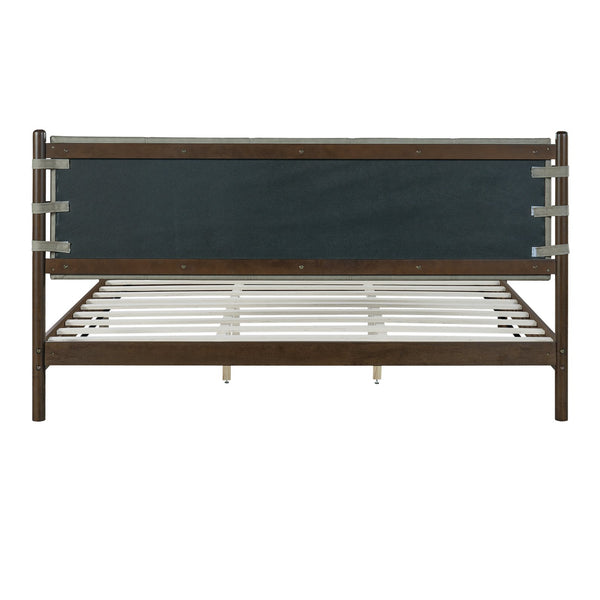 English Elm Christopher Knight Home® - Premium Rubber Wood Platform Bed Frame - King Size Mid-Century Modern Design With Elegant Walnut Finish N770P288597D_N770P288598D
