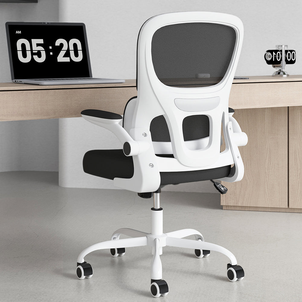English Elm Soohow Mesh Ergonomic Office Chair with Lumbar Support, Flip Armrests, Breathable Comfort & Tilt Adjustability Black,White T3623P380860