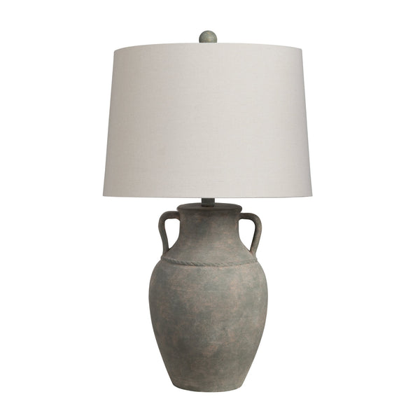 Crestview Collection 29.25"H Ceramic Table Lamp - Stylish Amphora Design With Textured Matte Green Finish & Beige Shade   Cvap3239