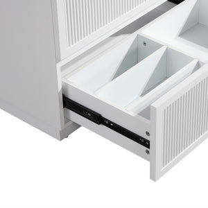 English Elm 30 Inch Bathroom Vanity With Ceramic Sink - Modern Freestanding Storage Cabinet, 2 Drawers, White Finish W1550S00045