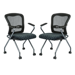 OSP Home Furnishings Deluxe Pro-line Ii Folding Nesting Armchair with Mesh Back for Conference Spaces Moon 84440-K116