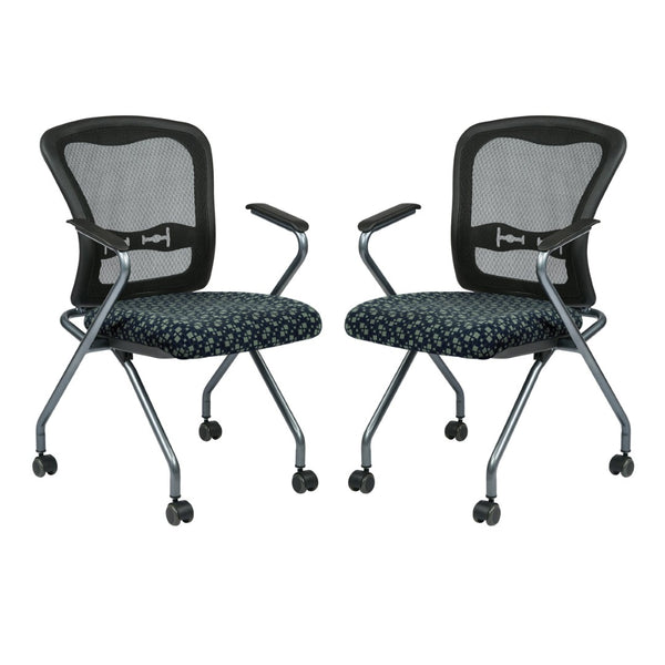 OSP Home Furnishings Deluxe Pro-line Ii Folding Nesting Armchair with Mesh Back for Conference Spaces Moon 84440-K116