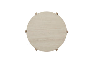 English Elm Stone Top Cocktail Table with Natural Stone Surface and Toffee Wood Base, Sturdy Legs, Shelf Taupe+Natural 43 L x 42.75 W x 7 H B2699P323080