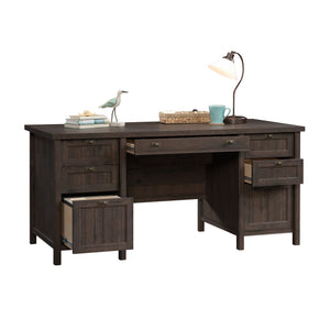 English Elm Executive Desk - Warm Brown Finish With Ample Storage, Cable Management & Durable Design For Home Office B356P402585