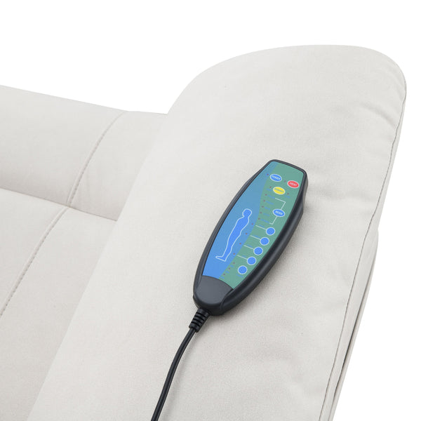 English Elm Chriki Beige Polished Microfiber Power Recliner with Lift, Heated Massage, Ergonomic Support & Remote Comfort B2726P242437