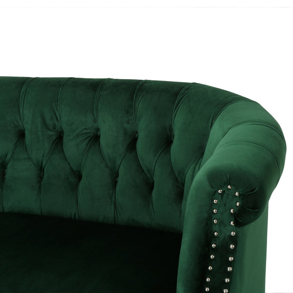 English Elm Christopher Knight Home® - LOVESEAT Chesterfield Velvet Loveseat with Deep Button Tufting, Scrolled Arms & Nailhead Trim for Elegant Comfort Emerald 61203.00NVLTEMD