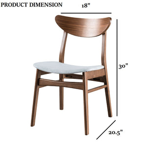 English Elm Mid-Century Upholstered Side Chair Pair with Rubberwood Frame, Curved Backrest and Cozy Seat Cushioning Light Gray,Walnut 35 L x 23 W x 7 H B2741P406185