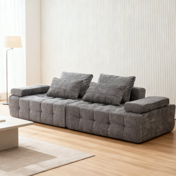 English Elm Sofa Modular Loveseat Antique Grey with Ultra-Dense Foam, Deep Seats, Orthopedic Support, Easy Assemble W1960S00008
