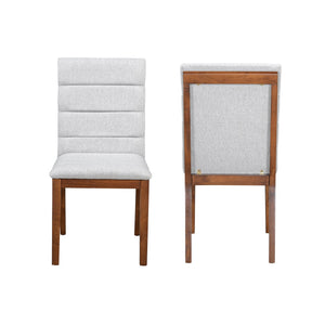 English Elm Walnut Tufted Upholstery Dining Chairs Set of 2 – Ergonomic High-Density Foam, Durable Stitching, Compact Elegance N842P299015B