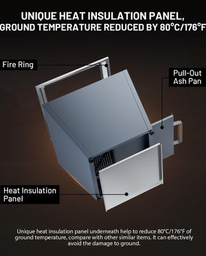 English Elm Cyberpit Smokeless Fire Pit 25" - Portable Stainless Steel Design With Pull-Out Ash Pan & Easy Transport W944P272798