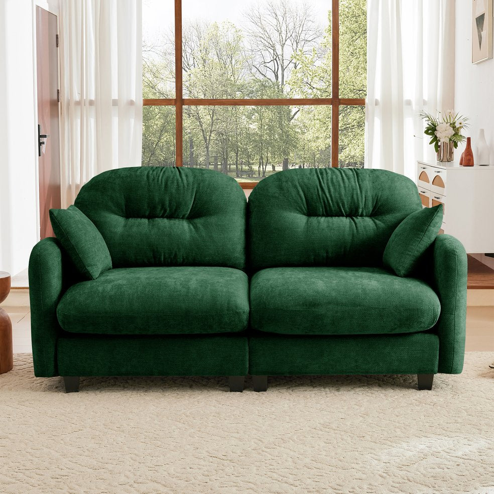 English Elm Loveseat Cloud Modular Chenille Sofa with Tufted Back, Ergonomic High-Density Foam, Green Elegance W714S01394