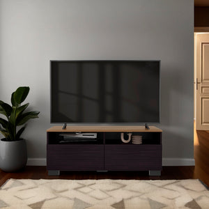English Elm TV Elegant Chesnut TV Stand with 2 Doors & 2 Open Shelves, 44.5" Wide Engineered Wood Storage, Warm Light Brown Finish, Compact Entertainment Console Suitable for DVDs, Remotes, Decor, Ships to 48 States B097P369444