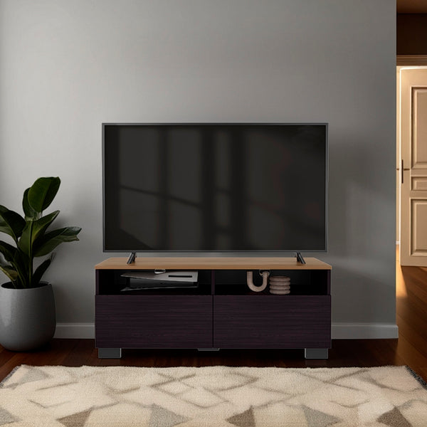 English Elm TV Elegant Chesnut TV Stand with 2 Doors & 2 Open Shelves, 44.5" Wide Engineered Wood Storage, Warm Light Brown Finish, Compact Entertainment Console Suitable for DVDs, Remotes, Decor, Ships to 48 States B097P369444