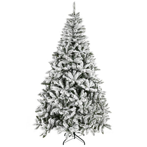English Elm Homcom 7.5' Snow Flocked Artificial Christmas Tree - Easy Setup, Realistic Branches, Fire-Safe Design W2225P229662
