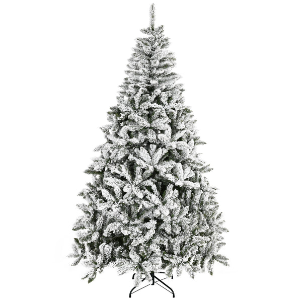 English Elm Homcom 7.5' Snow Flocked Artificial Christmas Tree - Easy Setup, Realistic Branches, Fire-Safe Design W2225P229662