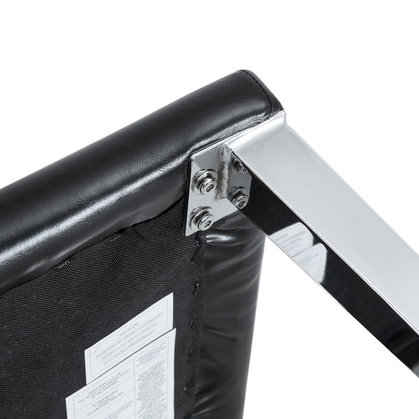 English Elm Four PU dining chairs with sleek silver metal legs, ergonomic PU seats, anti-slip feet, easy assembly, modern minimalist style Black+Silver W1151P269018