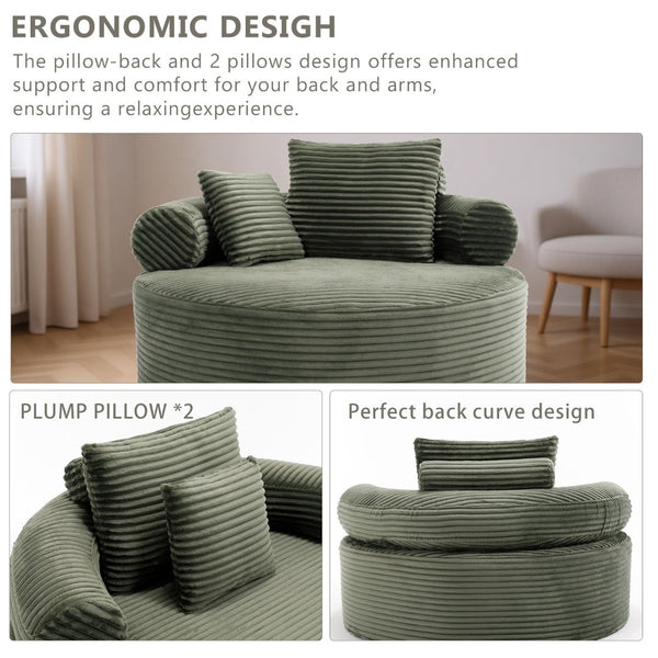 English Elm Round Cloud Sectional Sofa Bed with Memory Foam Fill for Small Space Living W3224P444270