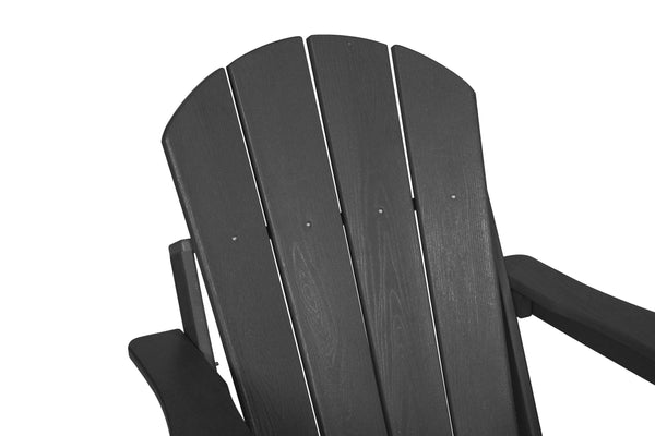 English Elm HDPE Folding Adirondack Chair with Dual Cup Holder, Weatherproof Wood-Texture Comfort & 350lb Capacity Gray W2103P254566