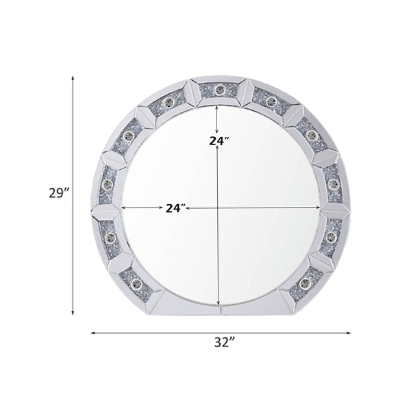 English Elm Noralie Round Wall Mirror with Faux Diamond Frame and Built-in Ambient Lighting B2726P445770