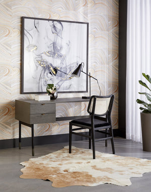 Sunpan SMOLDERING Charcoal Frame Art - 48" x 48" High-Gloss Acrylic with Gold Leaf Accents for Dramatic Style A0243