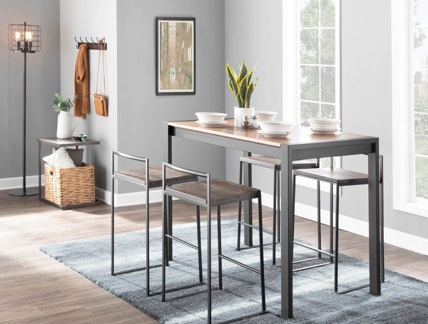 English Elm Stackable Counter Stools Bamboo Seat Matte Black Steel Frame Kitchen Island Set of 2 B202P471210
