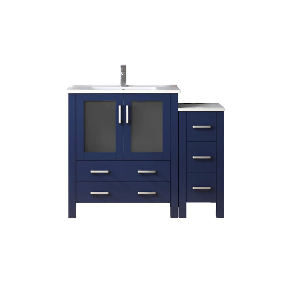 English Elm Navy Blue Single Bath Vanity 48" W With White Ceramic Top & Chrome Faucet, Elegant Storage Solution B2731S01200