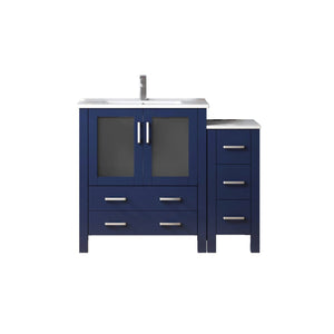 English Elm Navy Blue Single Bath Vanity 48" W With White Ceramic Top & Chrome Faucet, Elegant Storage Solution B2731S01200