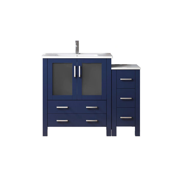 English Elm Navy Blue Single Bath Vanity 48" W With White Ceramic Top & Chrome Faucet, Elegant Storage Solution B2731S01200