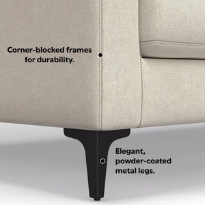 English Elm Ava Mid Century 76" Sofa with Ottoman Set — Eco-Friendly Performance Fabric, Durable Foam Comfort Cream B136P199259