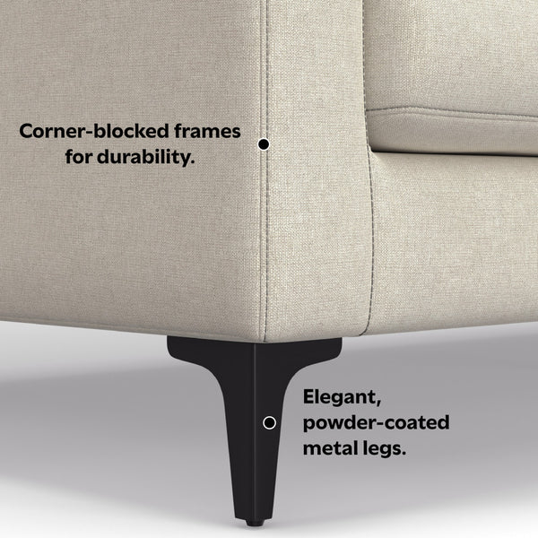 English Elm Ava Mid Century 76" Sofa with Ottoman Set — Eco-Friendly Performance Fabric, Durable Foam Comfort Cream B136P199259