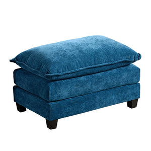 English Elm Cloud Sofa Ottoman modern velvet chenille seat with adjustable backrest, plush double-layer comfort for living spaces Blue W1143P310515