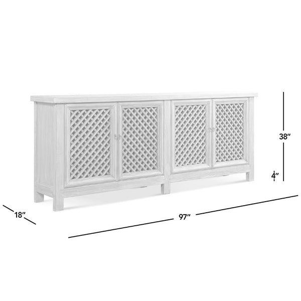 English Elm Arden Reclaimed Pine Sideboard with Lattice Doors Wide Dining Room Storage Buffet B2719P474440
