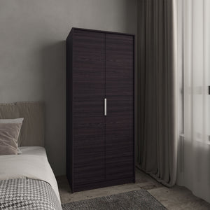 English Elm Wenden Tall Double-Door Armoire with Shelves & Hanging Rod, Slim Freestanding Modern Wardrobe Black B070P337101