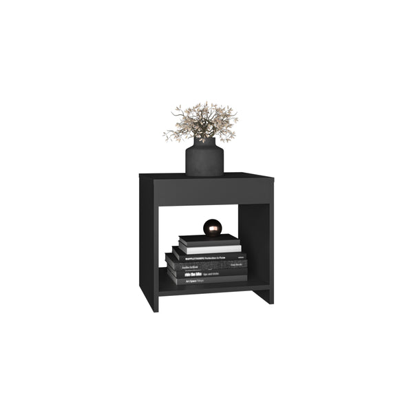 English Elm Chroma compact 16.5" tall minimalist nightstand with open shelf, durable engineered wood, space-saving design Black 17.8 L x 15.8 W x 3.6 H B200P235874