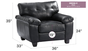 English Elm Sleek Black Accent Chair with PU Upholstery, Padded Arms, Easy Assembly, 35"H x 36"W x 33"D Comfort Fans B078108508