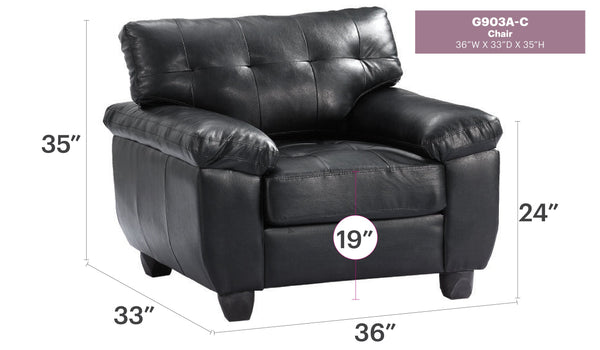 English Elm Sleek Black Accent Chair with PU Upholstery, Padded Arms, Easy Assembly, 35"H x 36"W x 33"D Comfort Fans B078108508