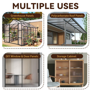 English Elm 4' 4ft Twin Wall Polycarbonate Panels Uv Blocking Insulated Greenhouse Roofing 10 Pack W3213P458677