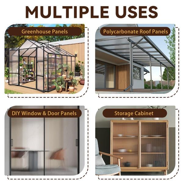 English Elm 4' 4ft Twin Wall Polycarbonate Panels Uv Blocking Insulated Greenhouse Roofing 10 Pack W3213P458677