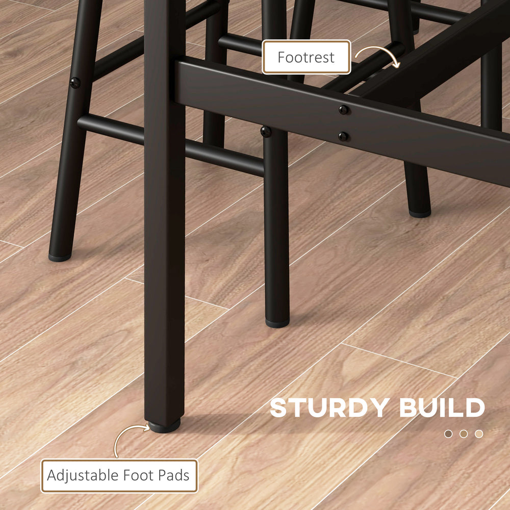 English Elm HOMCOM Industrial 5-Piece Bar Table Set for 4 with Woodgrain Top, Metal Frame, Space-Saving Design W2225P200562