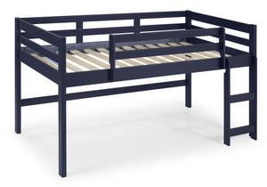 English Elm Lara Twin Loft Bed in Navy Blue Solid Pine with 13 Slat System, Guardrail & Reversible Ladder B2726P277884