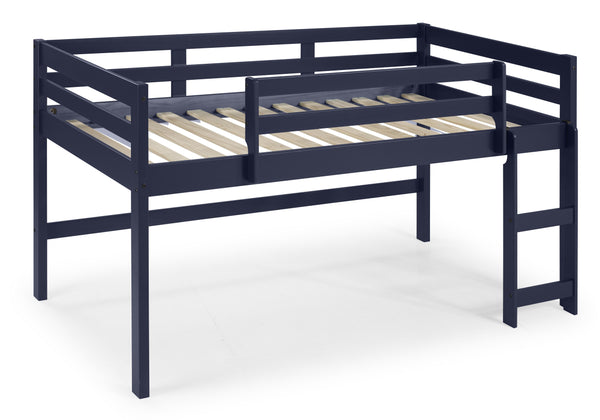 English Elm Lara Twin Loft Bed in Navy Blue Solid Pine with 13 Slat System, Guardrail & Reversible Ladder B2726P277884