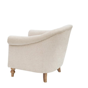 English Elm Tufted Martha Stewart Fayette Accent Chair — Rolled Arms, Button Tufting, Reclaimed Wood Legs, Removable Cushion, Durable Comfort B035129474