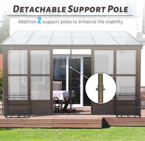 English Elm 12x16ft Aluminum Lean to Solarium All Season Enclosed Patio Room with Sliding Doors W1859P471238