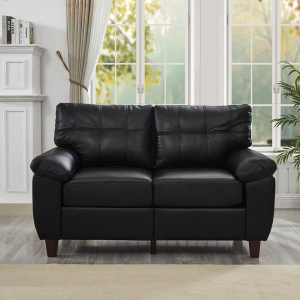 English Elm 59" Club Style Tufted Pu Leather Loveseat with Hidden Storage and Wide Padded Armrests Black W1097S00243