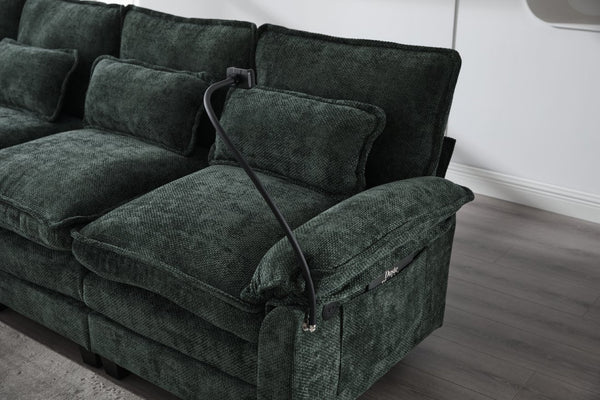 English Elm United We Win 106" U-Shape Sectional Sofa - Cozy Chenille Couch With Storage Ottoman & Usb Ports W1568S00228-GIGA