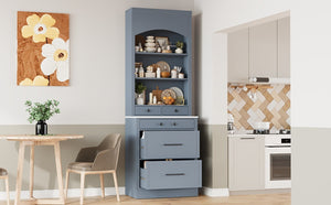 English Elm Topmax 83.7" Modern Gray Kitchen Pantry With Faux Marble Top & 5 Drawer Storage Solution N717P221575E-GIGA