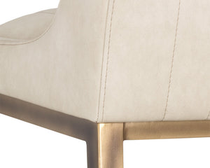 Sunpan Halden Urban Bar Stool with Bold Channel Tufting and Rustic Bronze Steel Frame for Stylish Spaces Bravo Cream
