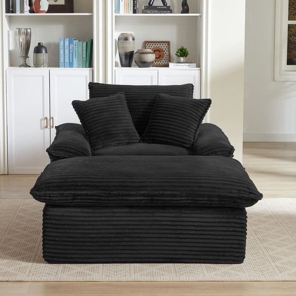 English Elm 51.97 modern cushioned compression single seat sofa with oversized footrest deep plush seating for comfort and support Black W3396P330952