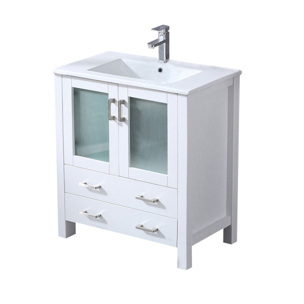 English Elm White Bath Vanity With Ceramic Top And Chrome Faucet Set – Elegant Storage Solution For Modern Homes B2731P260509-GIGA