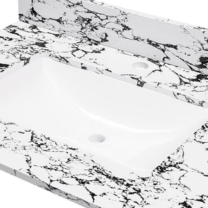 English Elm 31"X22" Bathroom Vanity Top With Undermount Ceramic Sink, Backsplash & Durable Panda White Finish W509P362103